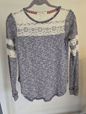 Rewind Lace Detail Long Sleeve Top